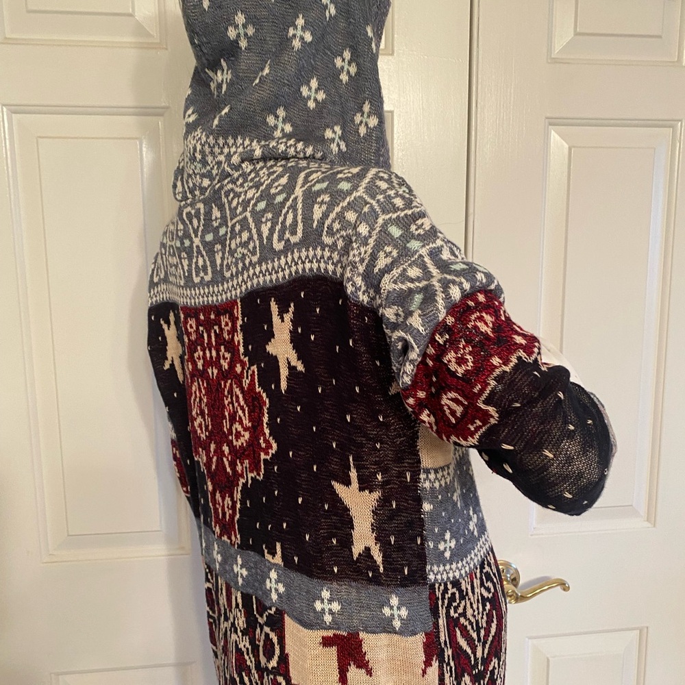 Free People Bandana Hooded Cardigan NWT Size L - Picture 5 of 9